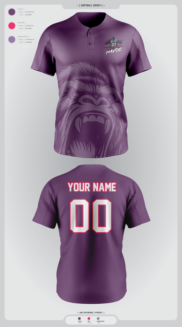 Two Button Baseball Jersey, West texas Havoc, Baseball, Teamtime, Team time, sublimation, custom sports apparel, team uniforms, spirit wear, spiritwear, sports uniforms, custom shirts, team store, custom team store, fundraiser sports, apparel fundraiser