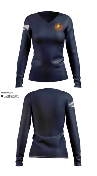 Womens Long Sleeve Vneck Shirt, Prairieville Fire Department, Fire Department, Teamtime, Team time, sublimation, custom sports apparel, team uniforms, spirit wear, spiritwear, sports uniforms, custom shirts, team store, custom team store, fundraiser sports, apparel fundraiser