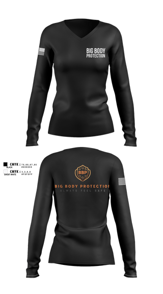 Womens Long Sleeve Vneck Shirt, Big Body Protection, Army, Teamtime, Team time, sublimation, custom sports apparel, team uniforms, spirit wear, spiritwear, sports uniforms, custom shirts, team store, custom team store, fundraiser sports, apparel fundraiser