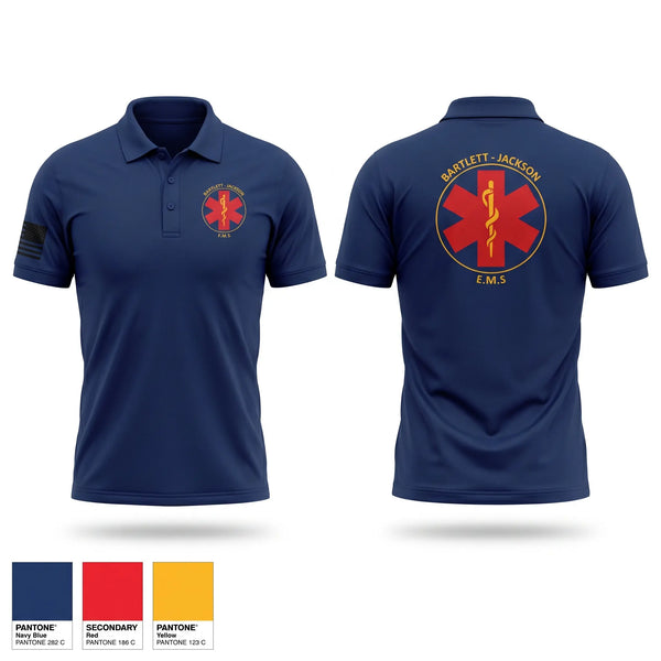 Short Sleeve Performance Polo, Bartlett Jackson EMS, EMS/EMT, Teamtime, Team time, sublimation, custom sports apparel, team uniforms, spirit wear, spiritwear, sports uniforms, custom shirts, team store, custom team store, fundraiser sports, apparel fundraiser