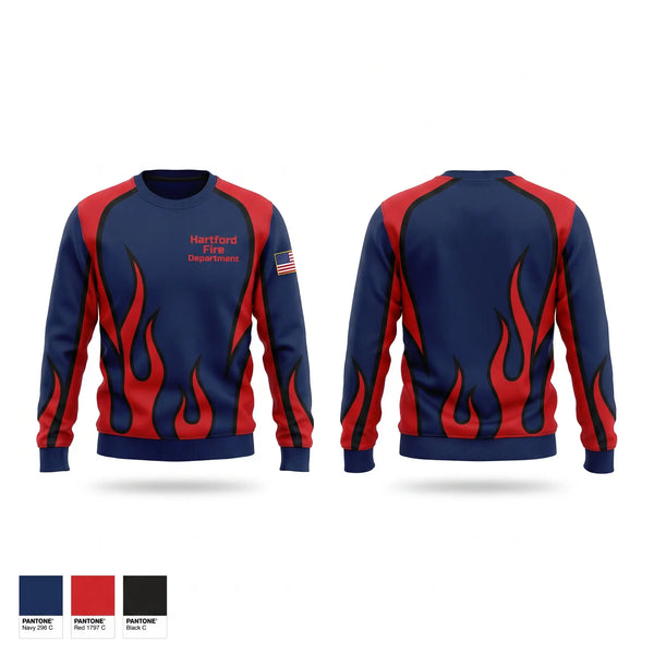 Crew Neck Sweatshirt, Hartford Fire Department, Fire Department, Teamtime, Team time, sublimation, custom sports apparel, team uniforms, spirit wear, spiritwear, sports uniforms, custom shirts, team store, custom team store, fundraiser sports, apparel fundraiser