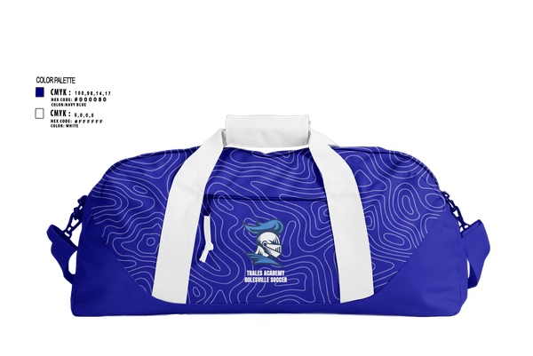Duffle Bag, Thales Academy–Rolesville Soccer, Women's Soccer, Teamtime, Team time, sublimation, custom sports apparel, team uniforms, spirit wear, spiritwear, sports uniforms, custom shirts, team store, custom team store, fundraiser sports, apparel fundraiser