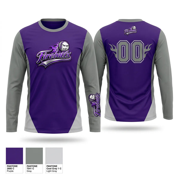 Long Sleeve Performance Shirt, Fireballs, Baseball, Teamtime, Team time, sublimation, custom sports apparel, team uniforms, spirit wear, spiritwear, sports uniforms, custom shirts, team store, custom team store, fundraiser sports, apparel fundraiser