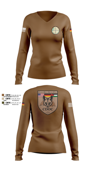 Womens Long Sleeve Vneck Shirt, DEU EinsKtgt CD/CBI, , Teamtime, Team time, sublimation, custom sports apparel, team uniforms, spirit wear, spiritwear, sports uniforms, custom shirts, team store, custom team store, fundraiser sports, apparel fundraiser