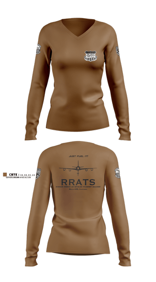 Womens Long Sleeve Vneck Shirt, 336 Air Refueling Sq, , Teamtime, Team time, sublimation, custom sports apparel, team uniforms, spirit wear, spiritwear, sports uniforms, custom shirts, team store, custom team store, fundraiser sports, apparel fundraiser