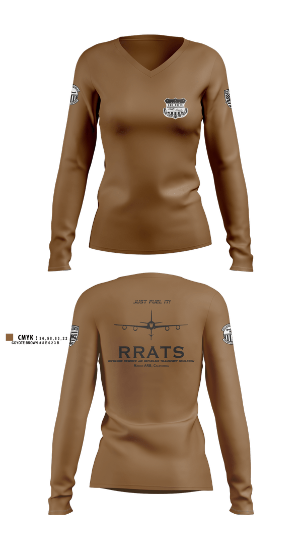 Womens Long Sleeve Vneck Shirt, 336 Air Refueling Sq, , Teamtime, Team time, sublimation, custom sports apparel, team uniforms, spirit wear, spiritwear, sports uniforms, custom shirts, team store, custom team store, fundraiser sports, apparel fundraiser