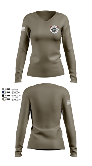 Womens Long Sleeve Vneck Shirt, Camp, Fire Department, Teamtime, Team time, sublimation, custom sports apparel, team uniforms, spirit wear, spiritwear, sports uniforms, custom shirts, team store, custom team store, fundraiser sports, apparel fundraiser