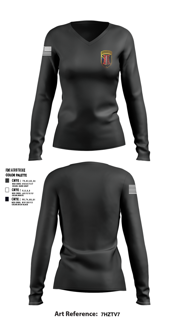 Womens Long Sleeve Vneck Shirt, 204th MEB Mountaineers, Army, Teamtime, Team time, sublimation, custom sports apparel, team uniforms, spirit wear, spiritwear, sports uniforms, custom shirts, team store, custom team store, fundraiser sports, apparel fundraiser
