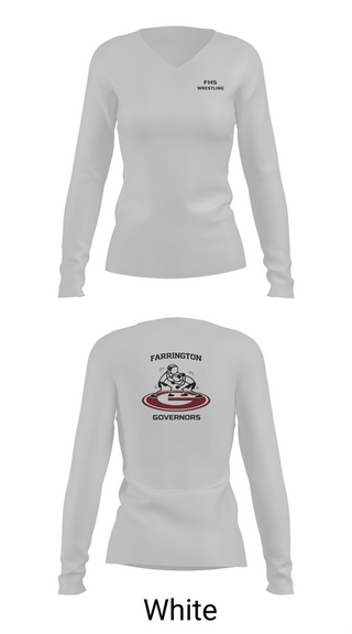 Womens Long Sleeve Vneck Shirt, Farrington GOVs, Wrestling, Teamtime, Team time, sublimation, custom sports apparel, team uniforms, spirit wear, spiritwear, sports uniforms, custom shirts, team store, custom team store, fundraiser sports, apparel fundraiser