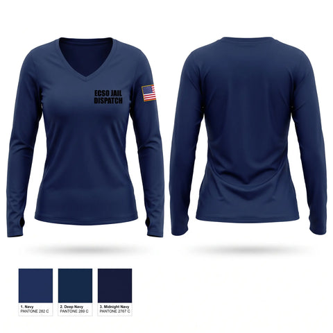 Womens Long Sleeve Vneck Shirt, ECSO JAIL/DISPATCH, Police, Teamtime, Team time, sublimation, custom sports apparel, team uniforms, spirit wear, spiritwear, sports uniforms, custom shirts, team store, custom team store, fundraiser sports, apparel fundraiser