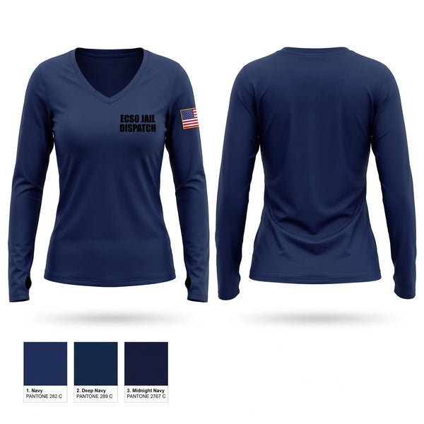 Womens Long Sleeve Vneck Shirt, ECSO JAIL/DISPATCH, Police, Teamtime, Team time, sublimation, custom sports apparel, team uniforms, spirit wear, spiritwear, sports uniforms, custom shirts, team store, custom team store, fundraiser sports, apparel fundraiser