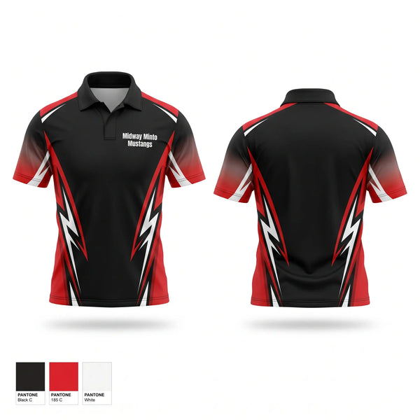 Short Sleeve Performance Polo, Midway Minto Mustangs, Baseball, Teamtime, Team time, sublimation, custom sports apparel, team uniforms, spirit wear, spiritwear, sports uniforms, custom shirts, team store, custom team store, fundraiser sports, apparel fundraiser