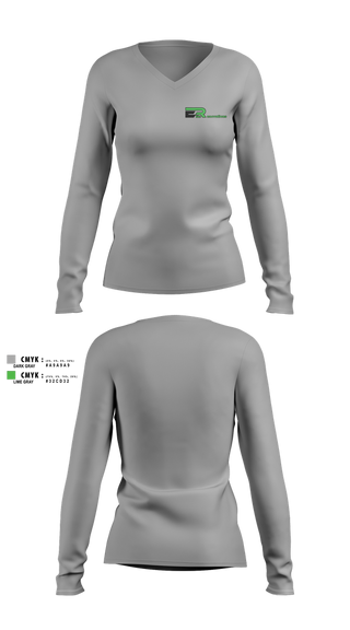 Womens Long Sleeve Vneck Shirt, Elite Renovations, , Teamtime, Team time, sublimation, custom sports apparel, team uniforms, spirit wear, spiritwear, sports uniforms, custom shirts, team store, custom team store, fundraiser sports, apparel fundraiser