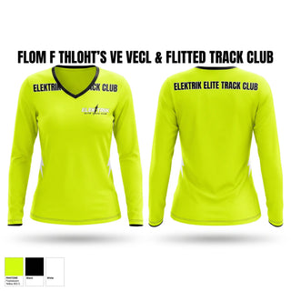 Womens Long Sleeve Vneck Shirt, ELEKTRIK ELITE TRACK CLUB, Track & Field, Teamtime, Team time, sublimation, custom sports apparel, team uniforms, spirit wear, spiritwear, sports uniforms, custom shirts, team store, custom team store, fundraiser sports, apparel fundraiser