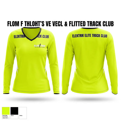 ELEKTRIK ELITE TRACK CLUB Women's Long Sleeve V-neck Shirt - 1