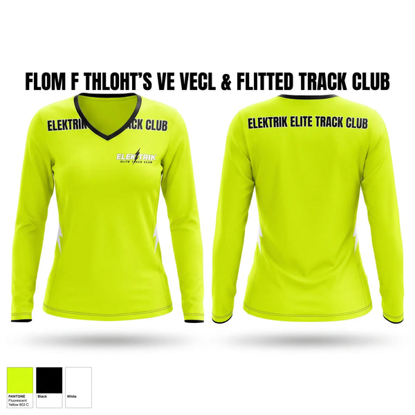 Womens Long Sleeve Vneck Shirt, ELEKTRIK ELITE TRACK CLUB, Track & Field, Teamtime, Team time, sublimation, custom sports apparel, team uniforms, spirit wear, spiritwear, sports uniforms, custom shirts, team store, custom team store, fundraiser sports, apparel fundraiser