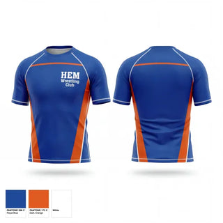 Short Sleeve Rash Guard Shirt, HEM Wrestling Club, Wrestling, Teamtime, Team time, sublimation, custom sports apparel, team uniforms, spirit wear, spiritwear, sports uniforms, custom shirts, team store, custom team store, fundraiser sports, apparel fundraiser