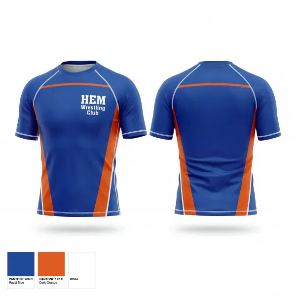 Short Sleeve Rash Guard Shirt, HEM Wrestling Club, Wrestling, Teamtime, Team time, sublimation, custom sports apparel, team uniforms, spirit wear, spiritwear, sports uniforms, custom shirts, team store, custom team store, fundraiser sports, apparel fundraiser