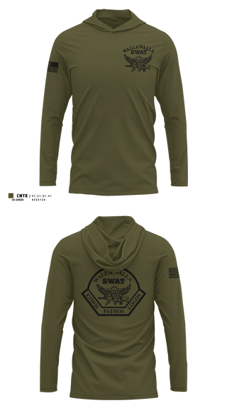Long Sleeve Performance Shirt with hood, Walla Walla Regional SWAT, Police, Teamtime, Team time, sublimation, custom sports apparel, team uniforms, spirit wear, spiritwear, sports uniforms, custom shirts, team store, custom team store, fundraiser sports, apparel fundraiser