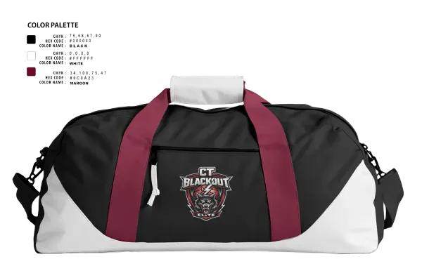 Duffle Bag, CT Blackout Elite, Men's Basketball, Teamtime, Team time, sublimation, custom sports apparel, team uniforms, spirit wear, spiritwear, sports uniforms, custom shirts, team store, custom team store, fundraiser sports, apparel fundraiser