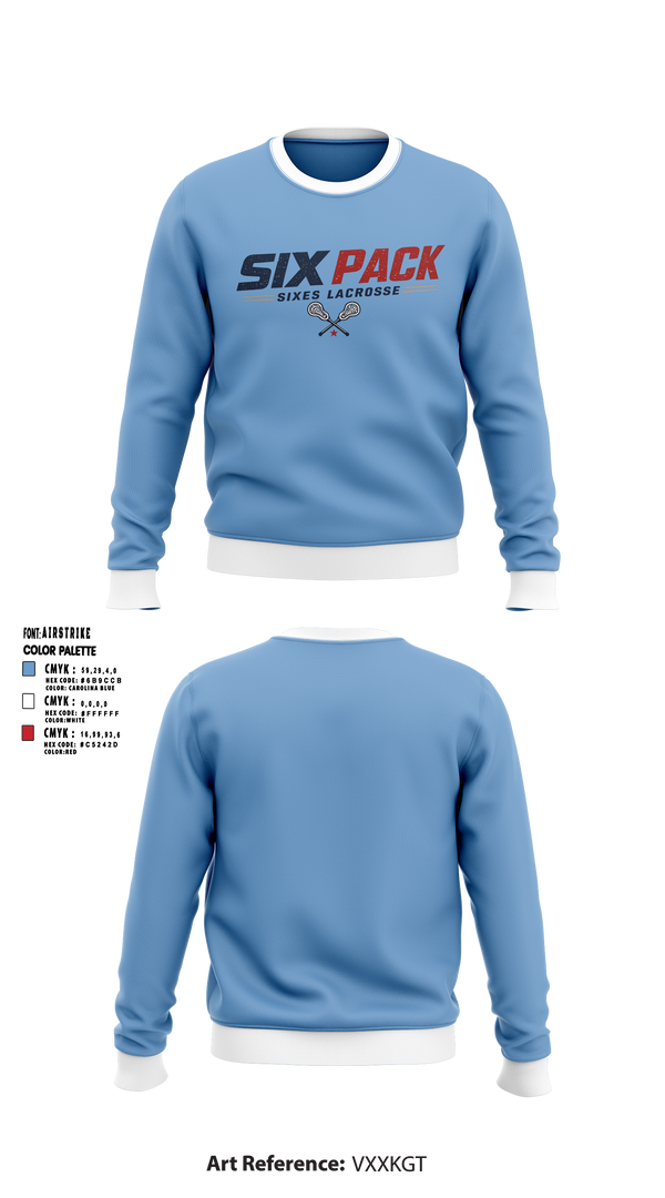 Crew Neck Sweatshirt, Six Pack, Men's Lacrosse, Teamtime, Team time, sublimation, custom sports apparel, team uniforms, spirit wear, spiritwear, sports uniforms, custom shirts, team store, custom team store, fundraiser sports, apparel fundraiser