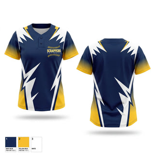 Two Button Softball Jersey, Scrappers, Softball, Teamtime, Team time, sublimation, custom sports apparel, team uniforms, spirit wear, spiritwear, sports uniforms, custom shirts, team store, custom team store, fundraiser sports, apparel fundraiser
