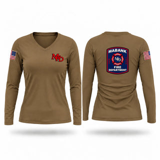 Womens Long Sleeve Vneck Shirt, Mabank Fire Department, Fire Department, Teamtime, Team time, sublimation, custom sports apparel, team uniforms, spirit wear, spiritwear, sports uniforms, custom shirts, team store, custom team store, fundraiser sports, apparel fundraiser