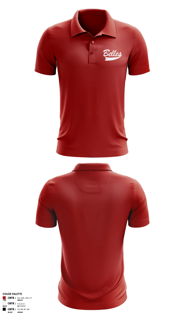 Short Sleeve Performance Polo, Bluegrass Lightning Belles, Softball, Teamtime, Team time, sublimation, custom sports apparel, team uniforms, spirit wear, spiritwear, sports uniforms, custom shirts, team store, custom team store, fundraiser sports, apparel fundraiser