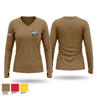 Womens Long Sleeve Vneck Shirt, 1-160th FA BN, National Guard, Teamtime, Team time, sublimation, custom sports apparel, team uniforms, spirit wear, spiritwear, sports uniforms, custom shirts, team store, custom team store, fundraiser sports, apparel fundraiser