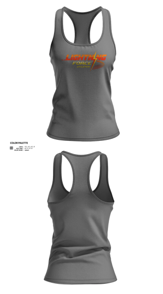 Womens Track Singlet, Lightning Force Athletics, Track & Field, Teamtime, Team time, sublimation, custom sports apparel, team uniforms, spirit wear, spiritwear, sports uniforms, custom shirts, team store, custom team store, fundraiser sports, apparel fundraiser
