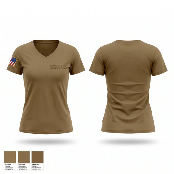 Womens Short Sleeve Vneck Shirt, Regulars, Army, Teamtime, Team time, sublimation, custom sports apparel, team uniforms, spirit wear, spiritwear, sports uniforms, custom shirts, team store, custom team store, fundraiser sports, apparel fundraiser