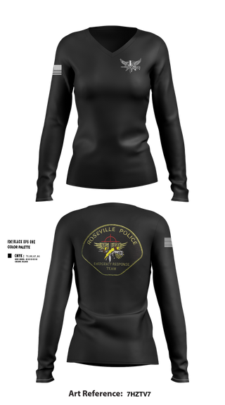 Womens Long Sleeve Vneck Shirt, Roseville E.R.T., , Teamtime, Team time, sublimation, custom sports apparel, team uniforms, spirit wear, spiritwear, sports uniforms, custom shirts, team store, custom team store, fundraiser sports, apparel fundraiser