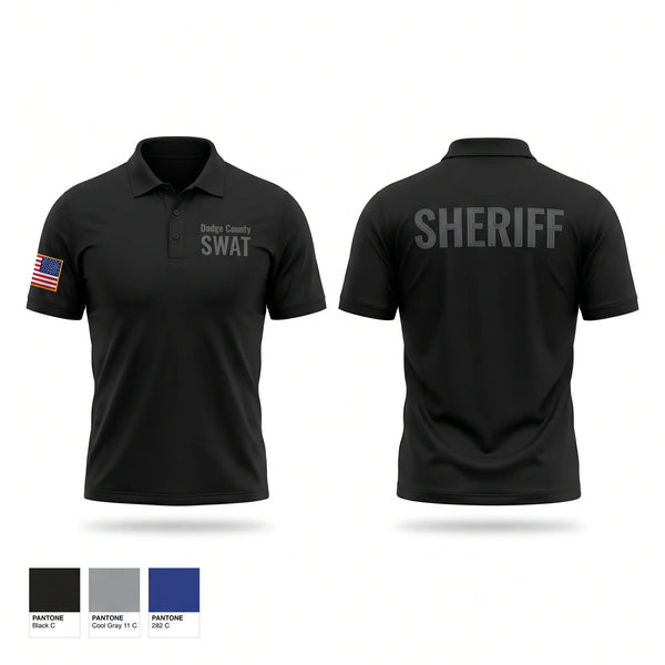 Short Sleeve Performance Polo, Dodge County SWAT, Police, Teamtime, Team time, sublimation, custom sports apparel, team uniforms, spirit wear, spiritwear, sports uniforms, custom shirts, team store, custom team store, fundraiser sports, apparel fundraiser