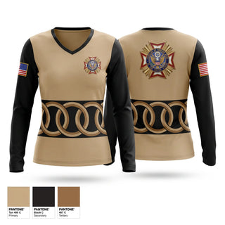 Womens Long Sleeve Vneck Shirt, V F W  Thomasville # 5106, , Teamtime, Team time, sublimation, custom sports apparel, team uniforms, spirit wear, spiritwear, sports uniforms, custom shirts, team store, custom team store, fundraiser sports, apparel fundraiser