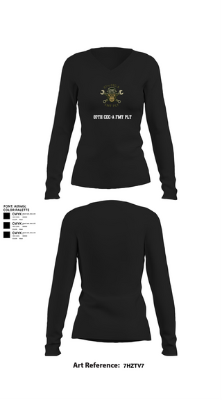 Womens Long Sleeve Vneck Shirt, 87th CEC-A FMT PLT, , Teamtime, Team time, sublimation, custom sports apparel, team uniforms, spirit wear, spiritwear, sports uniforms, custom shirts, team store, custom team store, fundraiser sports, apparel fundraiser