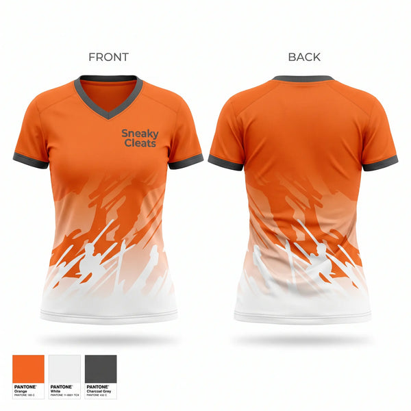Womens Short Sleeve Vneck Shirt, Sneaky Cleats, Softball, Teamtime, Team time, sublimation, custom sports apparel, team uniforms, spirit wear, spiritwear, sports uniforms, custom shirts, team store, custom team store, fundraiser sports, apparel fundraiser