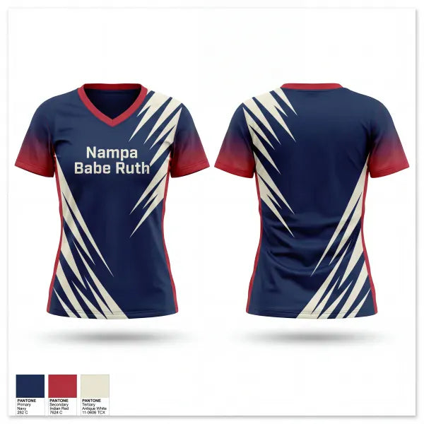 Womens Short Sleeve Vneck Shirt, Nampa Babe Ruth, Baseball, Teamtime, Team time, sublimation, custom sports apparel, team uniforms, spirit wear, spiritwear, sports uniforms, custom shirts, team store, custom team store, fundraiser sports, apparel fundraiser