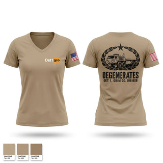 Womens Short Sleeve Vneck Shirt, Det 1, Grim 106 BSB, National Guard, Teamtime, Team time, sublimation, custom sports apparel, team uniforms, spirit wear, spiritwear, sports uniforms, custom shirts, team store, custom team store, fundraiser sports, apparel fundraiser