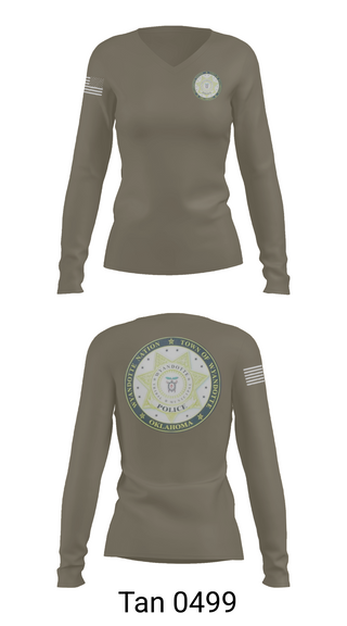 Womens Long Sleeve Vneck Shirt, Wyandotte Nation Police, Police, Teamtime, Team time, sublimation, custom sports apparel, team uniforms, spirit wear, spiritwear, sports uniforms, custom shirts, team store, custom team store, fundraiser sports, apparel fundraiser