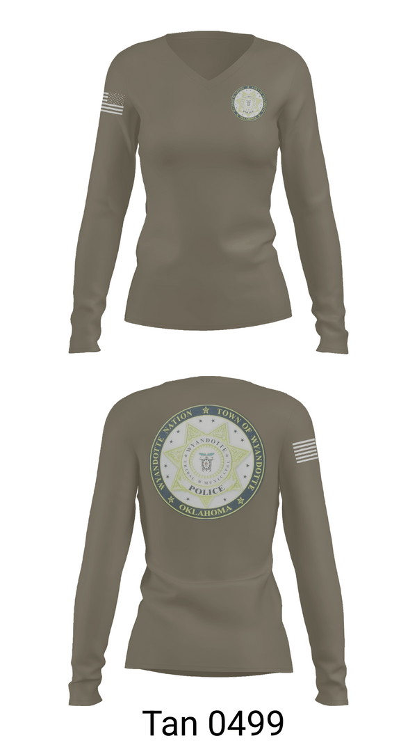 Womens Long Sleeve Vneck Shirt, Wyandotte Nation Police, Police, Teamtime, Team time, sublimation, custom sports apparel, team uniforms, spirit wear, spiritwear, sports uniforms, custom shirts, team store, custom team store, fundraiser sports, apparel fundraiser