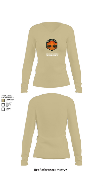 4th Assault Amphibian Battalion, Company B 82284637 Women's Long Sleeve V-neck Shirt - 82