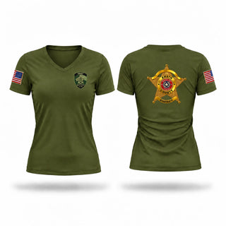 Womens Short Sleeve Vneck Shirt, Erath County Sheriff’s Office, Police, Teamtime, Team time, sublimation, custom sports apparel, team uniforms, spirit wear, spiritwear, sports uniforms, custom shirts, team store, custom team store, fundraiser sports, apparel fundraiser