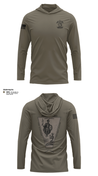 Long Sleeve Hooded Sun Shirt, Bco 1-167IN, Army, Teamtime, Team time, sublimation, custom sports apparel, team uniforms, spirit wear, spiritwear, sports uniforms, custom shirts, team store, custom team store, fundraiser sports, apparel fundraiser