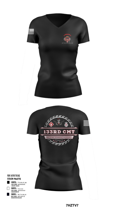 133rd Construction Management Team 6811495 Women's Short Sleeve V-neck Shirt - 102