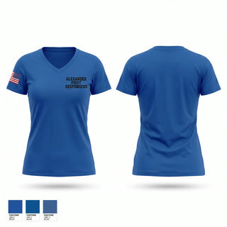 Womens Short Sleeve Vneck Shirt, ALEXANDER FIRE RESPONDERS, EMS/EMT, Teamtime, Team time, sublimation, custom sports apparel, team uniforms, spirit wear, spiritwear, sports uniforms, custom shirts, team store, custom team store, fundraiser sports, apparel fundraiser