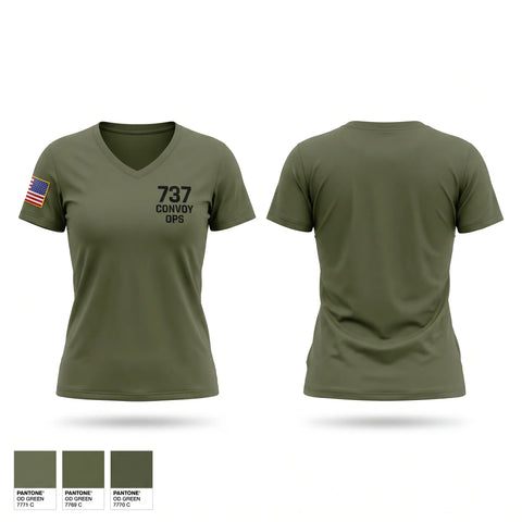 Womens Short Sleeve Vneck Shirt, 737 convoy ops, Army, Teamtime, Team time, sublimation, custom sports apparel, team uniforms, spirit wear, spiritwear, sports uniforms, custom shirts, team store, custom team store, fundraiser sports, apparel fundraiser