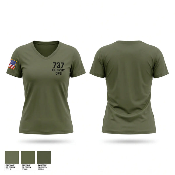 Womens Short Sleeve Vneck Shirt, 737 convoy ops, Army, Teamtime, Team time, sublimation, custom sports apparel, team uniforms, spirit wear, spiritwear, sports uniforms, custom shirts, team store, custom team store, fundraiser sports, apparel fundraiser