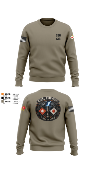 Crew Neck Sweatshirt, 206 Steel Lightning, Army, Teamtime, Team time, sublimation, custom sports apparel, team uniforms, spirit wear, spiritwear, sports uniforms, custom shirts, team store, custom team store, fundraiser sports, apparel fundraiser