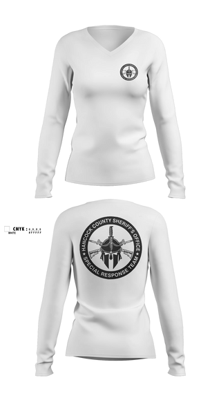 Womens Long Sleeve Vneck Shirt, Hancock County SRT, Police, Teamtime, Team time, sublimation, custom sports apparel, team uniforms, spirit wear, spiritwear, sports uniforms, custom shirts, team store, custom team store, fundraiser sports, apparel fundraiser