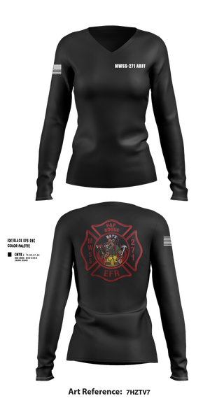 Womens Long Sleeve Vneck Shirt, MWSS-271 ARFF, , Teamtime, Team time, sublimation, custom sports apparel, team uniforms, spirit wear, spiritwear, sports uniforms, custom shirts, team store, custom team store, fundraiser sports, apparel fundraiser